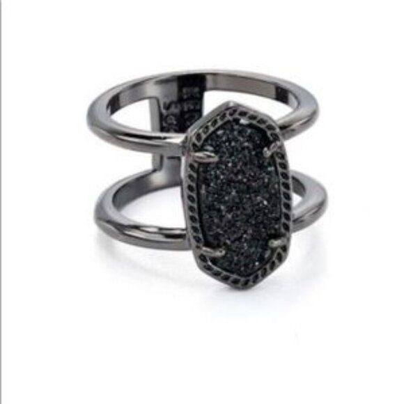 Kendra Scott Elyse Gunmetal Black Druzy Ring - Picture 1 of 3